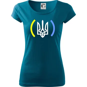 Dámské tričko Ukrajina trojzubec s barvami - Dámské triko Pure - XL ( Petrolejová )