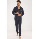 De Lafense pyžamo pánské 729 Norberto - grafit, L (Pánské pyžamo na knoflíky De Lafense)