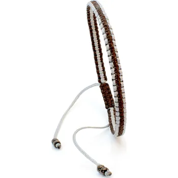 Náramek WUX Dvoubarevný náramek - pánská velikost VELIKOST NÁRAMKU: Pánská....18cm, BARVA PROVÁZKU - 1: Fialová světlá, BARVA PROVÁZKU - 2: Okrová