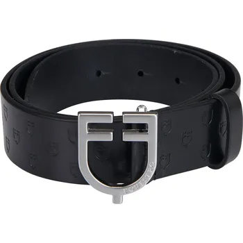 Opasek EQUESTRO Pásek kožený Buckle Logo Equestro, silver/black Délka: 80 cm