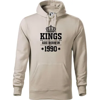 Pánská mikina Kings are born in 1990 - Mikina pánská Cape s kapucí - 4XL ( Ledově šedá )