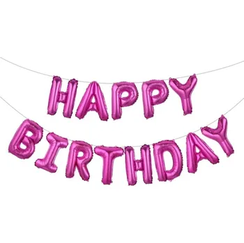 Balónek Fóliové Happy Birthday balónky, girlandy tmavě růžová
