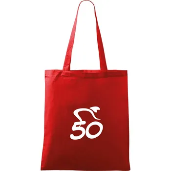 Nákupní taška Cyklista slaví padesátku (50) - Taška bavlněná - 42 x 38 cm ( Červená )