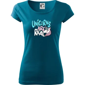 Dámské oblečení Unicorns are real ponny - Dámské triko Pure - S ( Petrolejová )