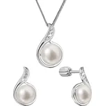 EVOLUTION GROUP CZ Stříbrná perlová souprava s říční perlou a zirkony - 29050.1