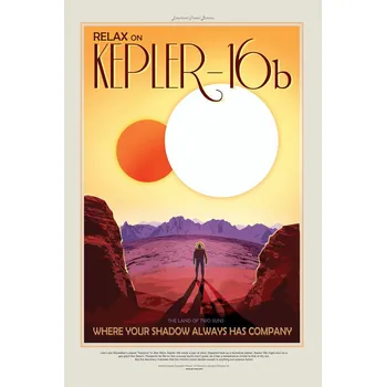 Plakát Plakát, Obraz - Kepler16b (Planet & Moon Poster) - Space Series (NASA)