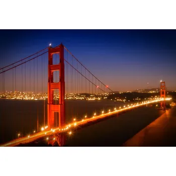 Plakát Plakát, Obraz - Evening Cityscape of Golden Gate Bridge, Melanie Viola