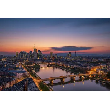 Plakát Plakát, Obraz - Frankfurt Skyline at sunset, Robin Oelschlegel