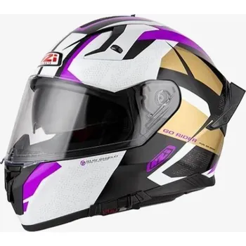 Helma na motorku Motocyklová integrální přilba NZI GO Rider Trident fialová-bílá Velikost: XS