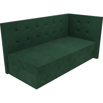 Postel Čalouněná postel Chloe s čelem s vtahy, lamelovým roštem a úložným prostorem - Tmavě zelená, 80 x 200 cm, +5 cm úložný prostor, Molitanová 13 cm