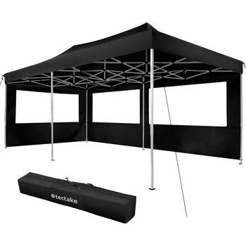 Zahradní altán TecTake GmbH 403159 skládací pavilon viola 3x6 m s 2 bočnicemi - černá