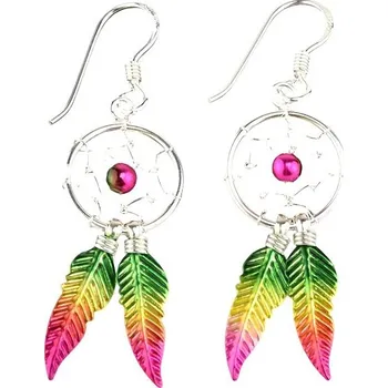 Náušnice Oriental stříbrné visací náušnice, Lapač snů multicolour