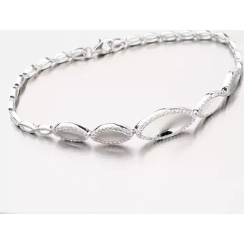 Náramek Dámský náramek bílé zlato 585 zirkon 129P-141001 délka 18 cm