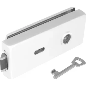 Dveřní kování TI - Zámek na skleněné dveře kování na sklo BB otvor 4021 WS - Bílá matná (152)