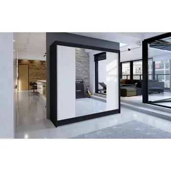 Šatní skříň Skříň Taisa II 180 černá/bílá