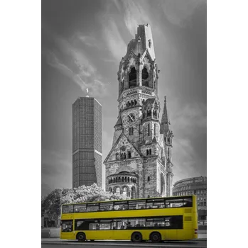 Plakát Plakát, Obraz - BERLIN Kaiser Wilhelm Memorial Church with bus | colorkey, Melanie Viola