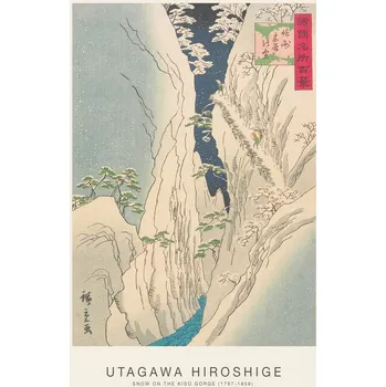 Plakát Plakát, Obraz - Snow on the Kiso Gorge (Festive Japandi) - Utagawa Hiroshige