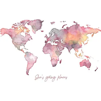 Plakát Plakát, Obraz - Worldmap she is going places, Finlay & Noa
