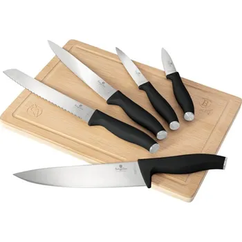 Kuchyňský nůž BERLINGERHAUS Sada nožů s prkénkem 6 ks Matte Black Collection BH-2964