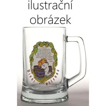 Sklenice Petr Kmenta - Porcelán Hodonín KORBEL 500ml DEKOR Pivní otčenáš