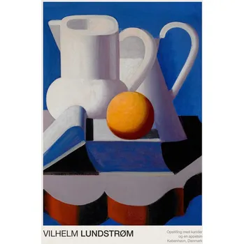 Plakát Plakát, Obraz - Still Life with Pitchers & an Orange (Abstract Kitchen Painting) - Vilhelm Lundstrøm