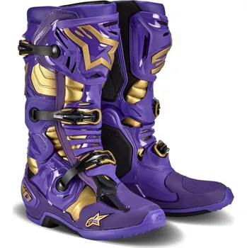Moto obuv Boty TECH 10 limitovaná edice CHAMP, ALPINESTARS (fialová/zlatá) 2024 45,5