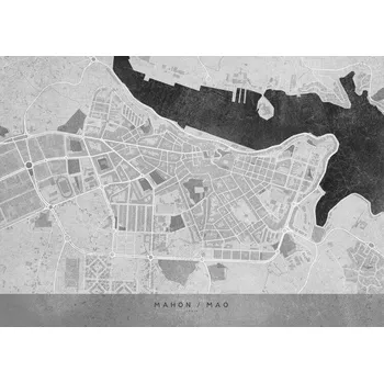 Plakát Plakát, Obraz - Gray vintage map of Mahon, Blursbyai