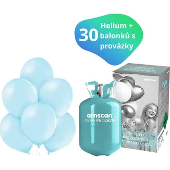 Balónek Helium sada + balónky 30 ks světle modré 9054-03