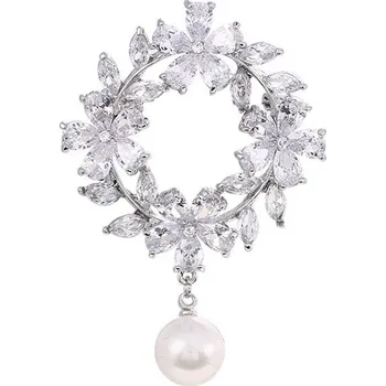 Brož Amparo Miranda® Brož Květy AM118, Barva Stříbrná