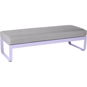 Zahradní lavice Šedá čalouněná lavice Fermob Bellevie 148 cm s fialovou podnoží