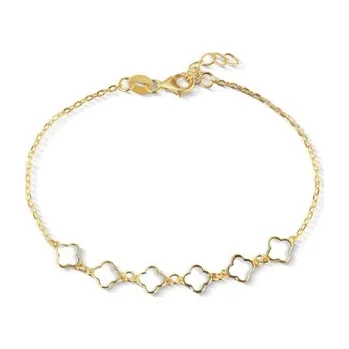 Náramek Dámský stříbrný pozlacený náramek se čtyřlístky 17-19 cm STNA0754F