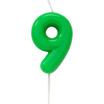 Dortová svíčka Svíčka číslo 9 zelená 10,5 cm gi50789