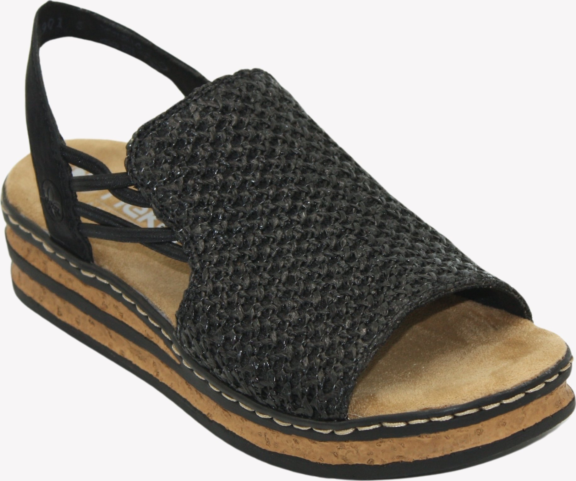 Rieker Dames 64889 sandalen, zwart, 39 EU, zwart, 39 EU