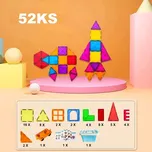 Magnetická stavebnice – Magnetic Tiles – 52 dílů v boxu