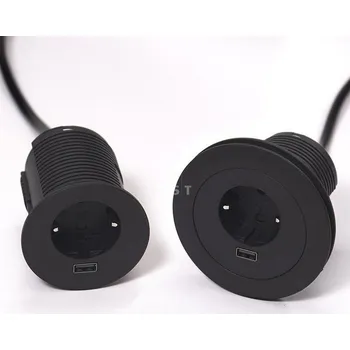 Organizér kabelů ASA 06036E00001 Kompaktní zásuvková jednotka VERSATAG 1x230V, 1xUSB 5V (typ A), kabel 2m, černá