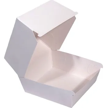 Jednorázové nádobí Burger box bílý 11 x 11 x 9 cm (50 ks/bal ) s tukovou bariérou