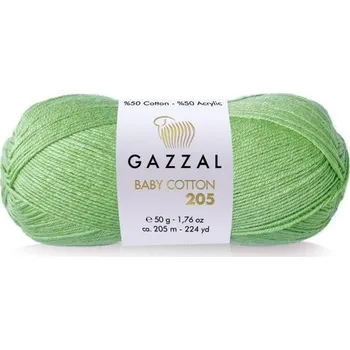 Příze Příze Baby Cotton 205 Gazzal 508 světle zelená Gazzal