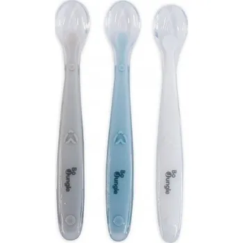 BO JUNGLE měkké jídelní lžičky SOFT 3ks White/Grey/Blue