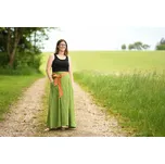 Lněná dámská sukně dlouhá - v barvě kapradí velikost: M