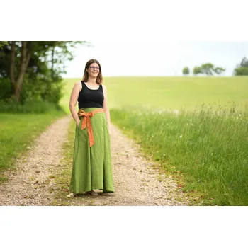 Dámská sukně Lněná dámská sukně dlouhá - v barvě kapradí velikost: M