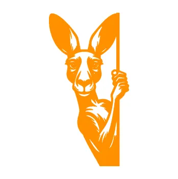 Samolepící dekorace SAMOLEPKA Klokan 006 levá vykukuje (06 - oranžová) NA AUTO, NÁLEPKA, FÓLIE, POLEP, TUNING, VLASTNÍ TEXT, TISK, AUTOSAMOLEPKY.cz, POLEPY, OBRÁZEK, LOGO, SAMOLEPKY