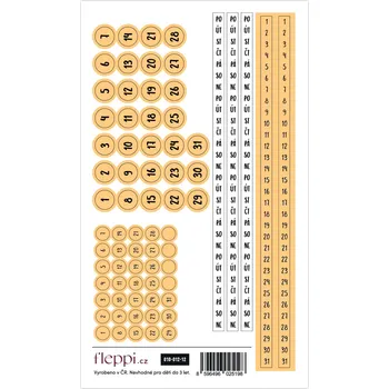 samolepka Fleppi Color coding kolekce | pastelově oranžová – čísla