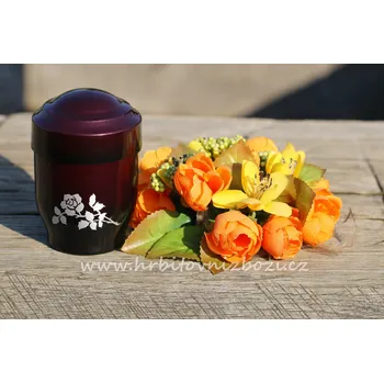 Smuteční dekorace Urna hliníková mini červenočerná Z