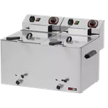 Fritéza FE 77 elektrická dvojitá 0,75 kW/l, 8+8 l stolní s výpustí 400 V | FE 77 VT