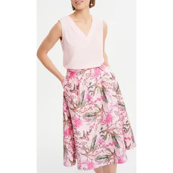 Dámská sukně Greenpoint dámská midi sukně s květinovým vzorem růžová Velikost: 36