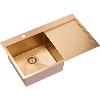 Nerezový dřez Kuchyňský nerezový dřez REA RUSSEL 111 měděný, mycí komora vlevo