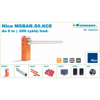 Závora Nice M5BAR.50.KCE úplný set automatické závory do 5 m širokých vjezdů
