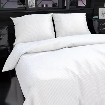 Kvalitex Hotelové povlečení atlas grádl 1cm proužek - 140x200cm + 70x90cm - bílé