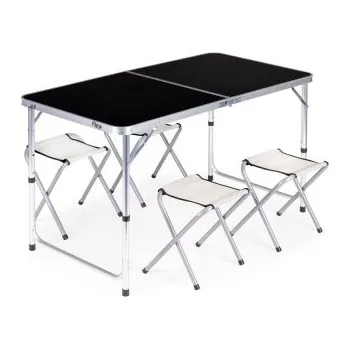 Zahradní stůl ModernHome Set skládací turistický stůl a židle černý