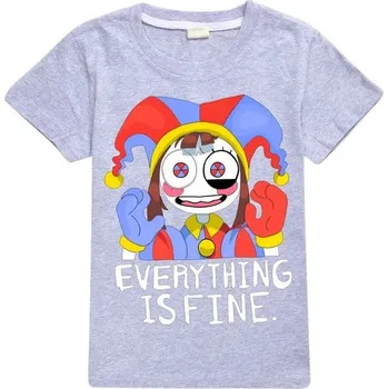 Dívčí tričko The Amazing Digital Circus TRIČKO s potiskem na motivy populárního seriálu "The Amazing Digital Circus" - různé barvy Barva: Šedá, Velikost: 170 CM